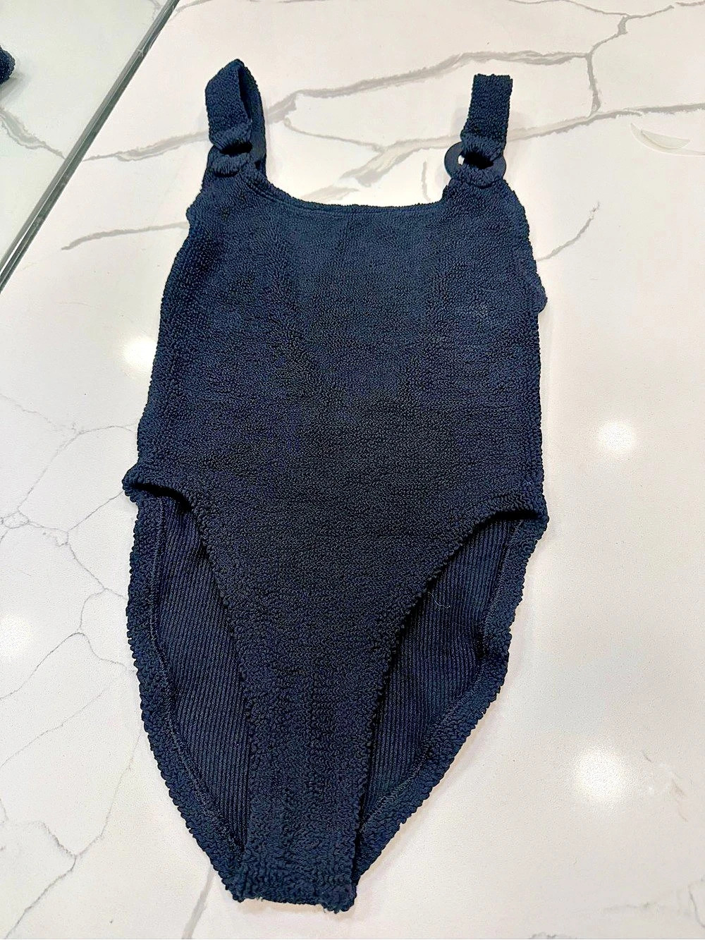 Hunza G Square Neck One Piece One-Piece Swimsuit in Black Size Small